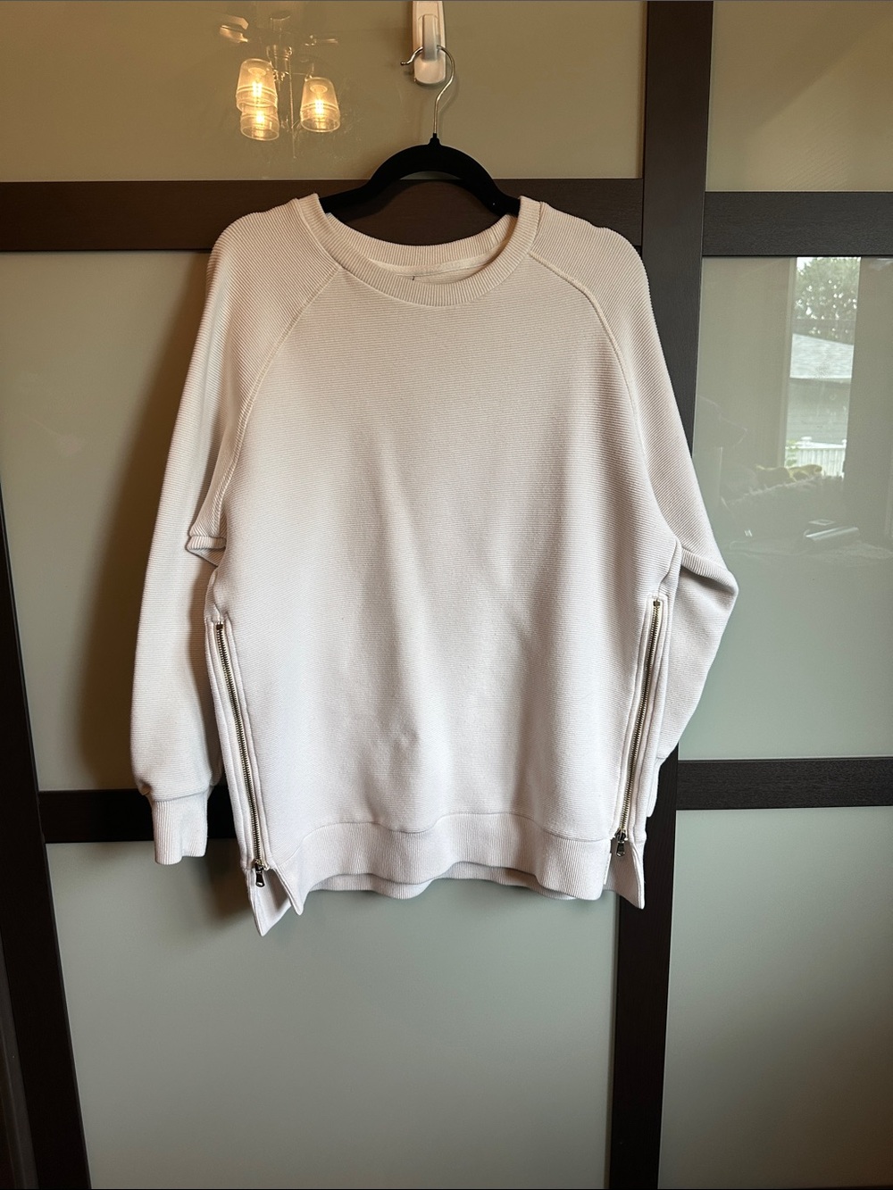 Women’s Varley Crewneck Side-Zip Sweatshirt - Light Cream size L